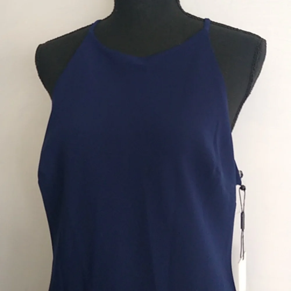 Calvin Klein Womens Maxi Dress Navy Blue Sleeveless Halter size 12 New With Tags - Picture 3 of 15
